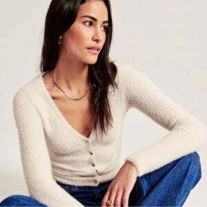 Abercrombie & Fitch Cream Cardigan Sweater